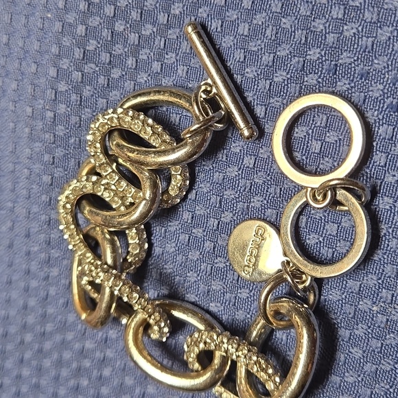 Chico's Pavé Rhinestone Silvertone Chain Bracelet - Picture 4 of 5